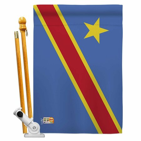 COSA 28 x 40 in. Congo, Dem Republic Flags of the World Nationality Impressions Vertical House Flag Set CO2179233